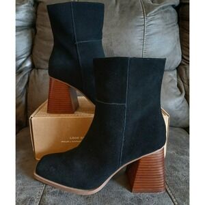 Crown Vintage Boots Womens 10 M Zip Bootie Black Square Heels #813